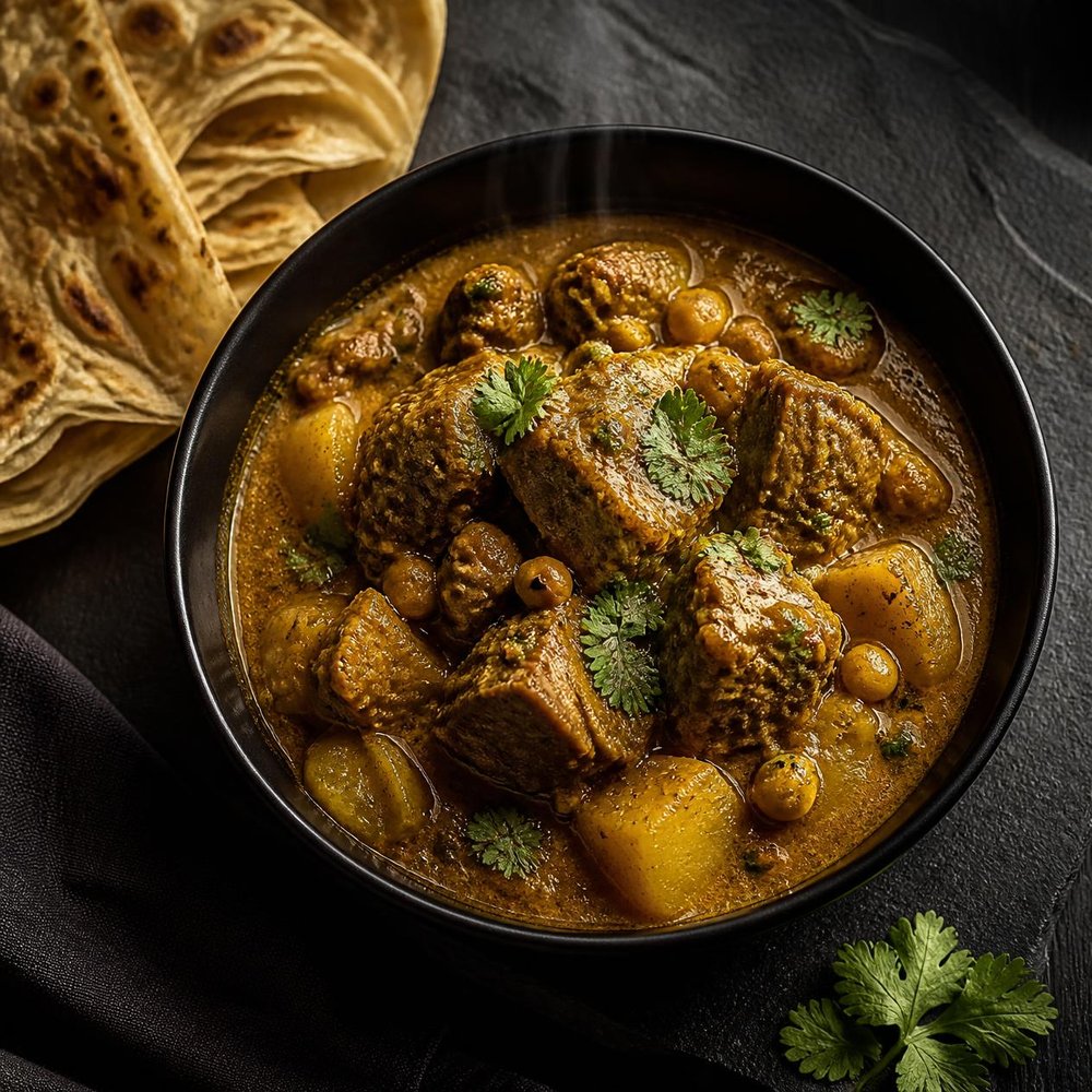 Curry goat with roti