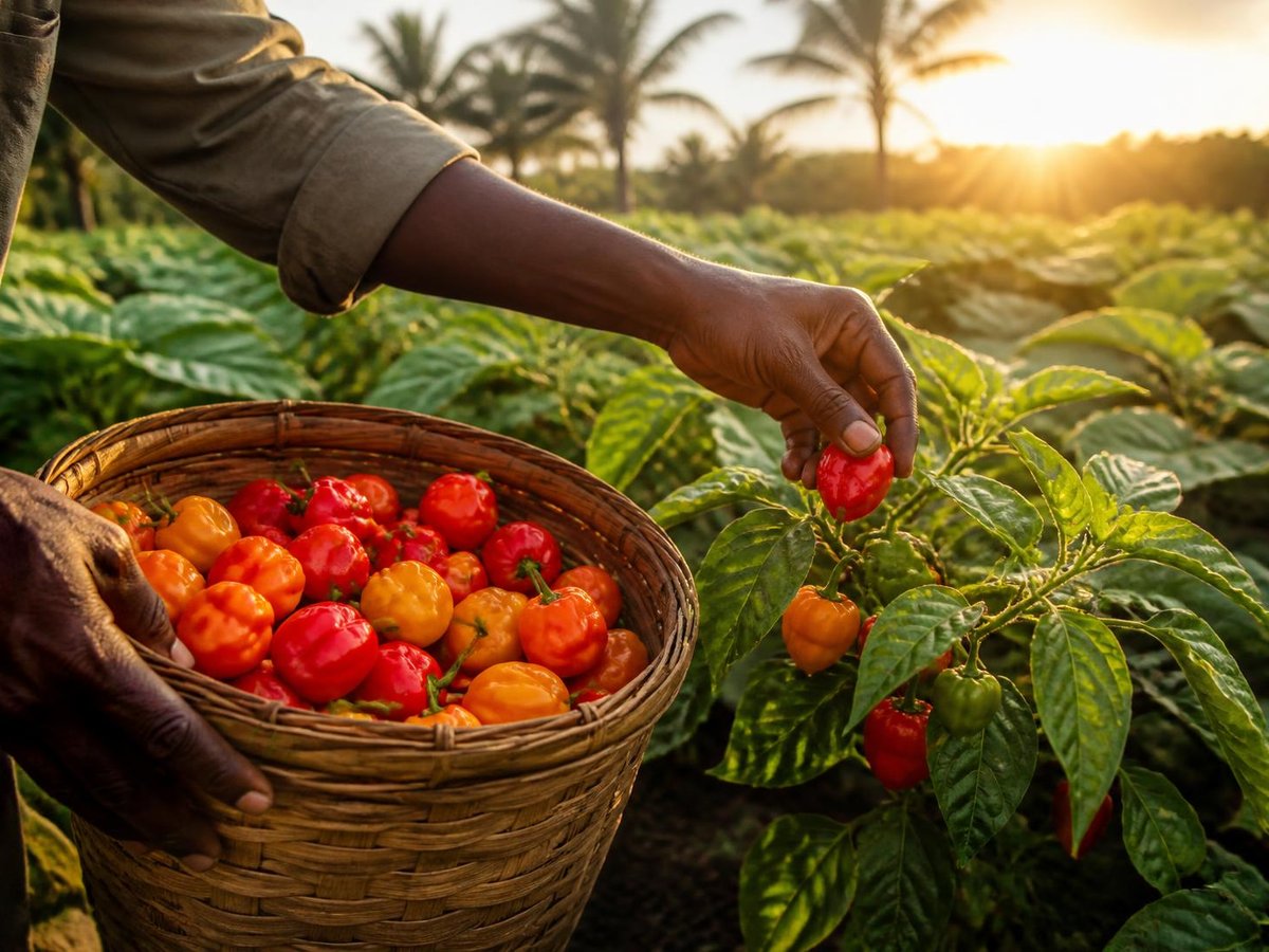 Scotch bonnet peppers harvested at a Homestead farm
